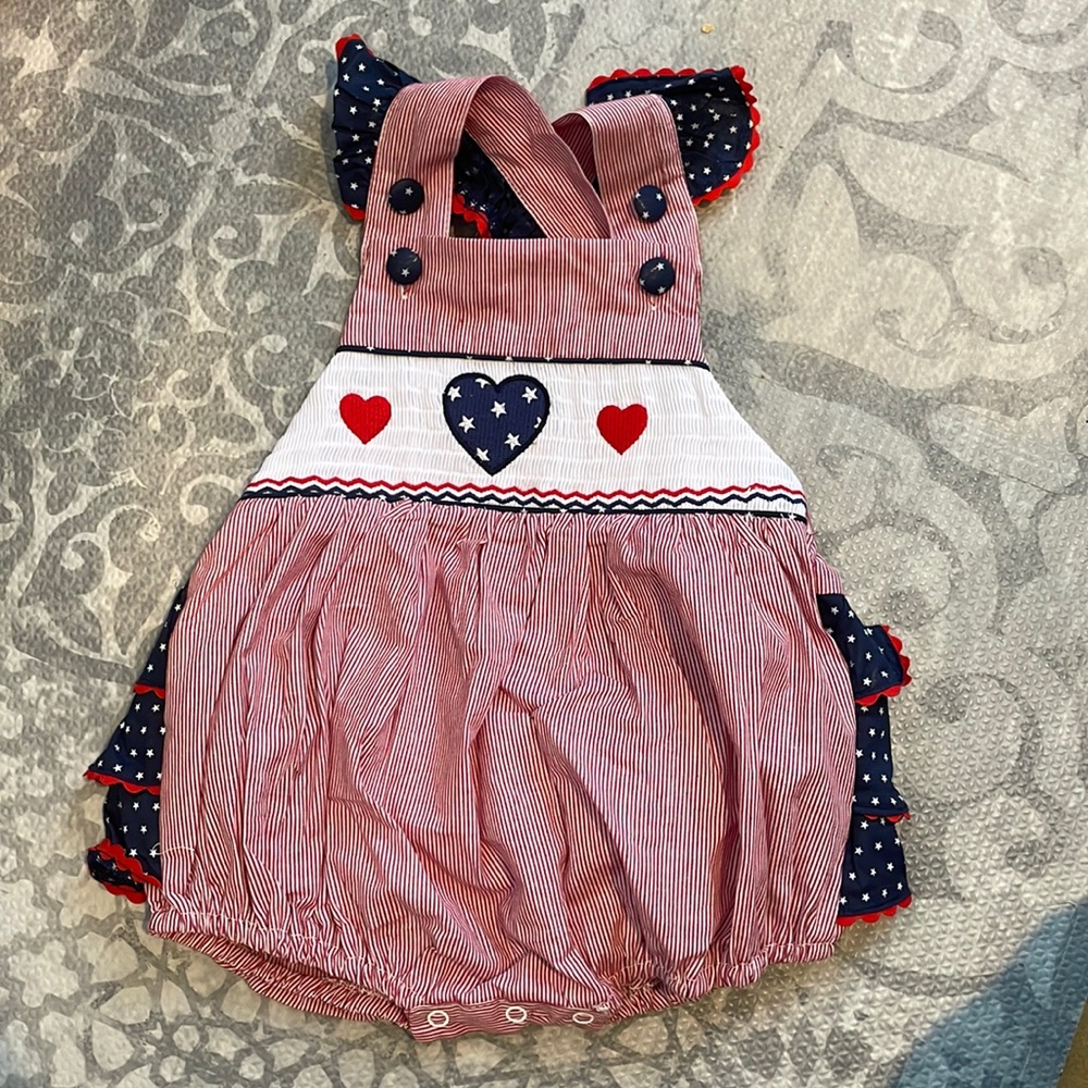 NWT Lil Cactus Bubble Romper July 4 Patriotic 18-24 months